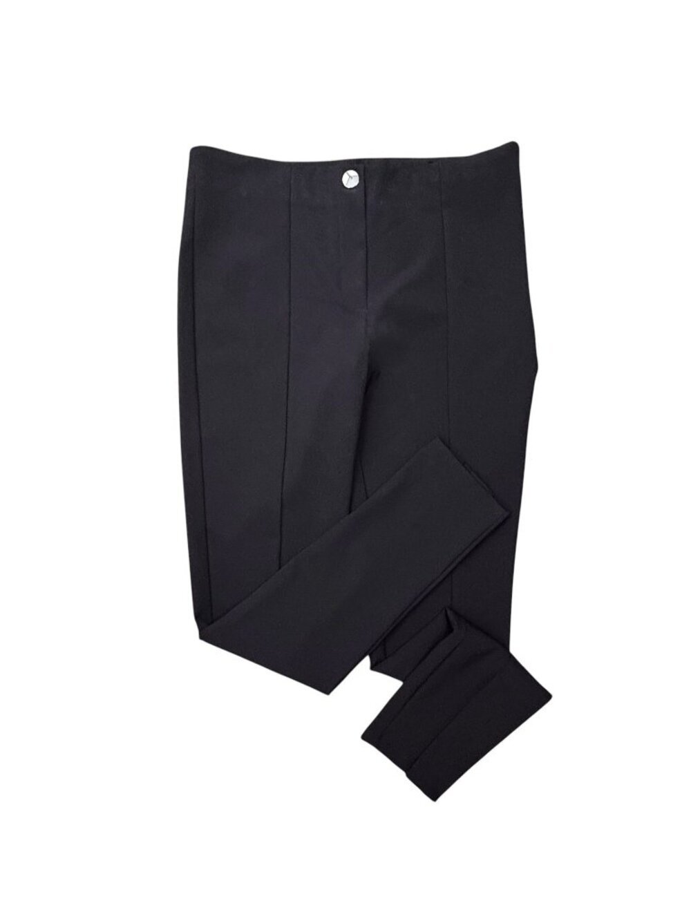 Whimsi Goth Zara Black Work Pants Split Front Hem Side Zip Hi-Rise Women’s L